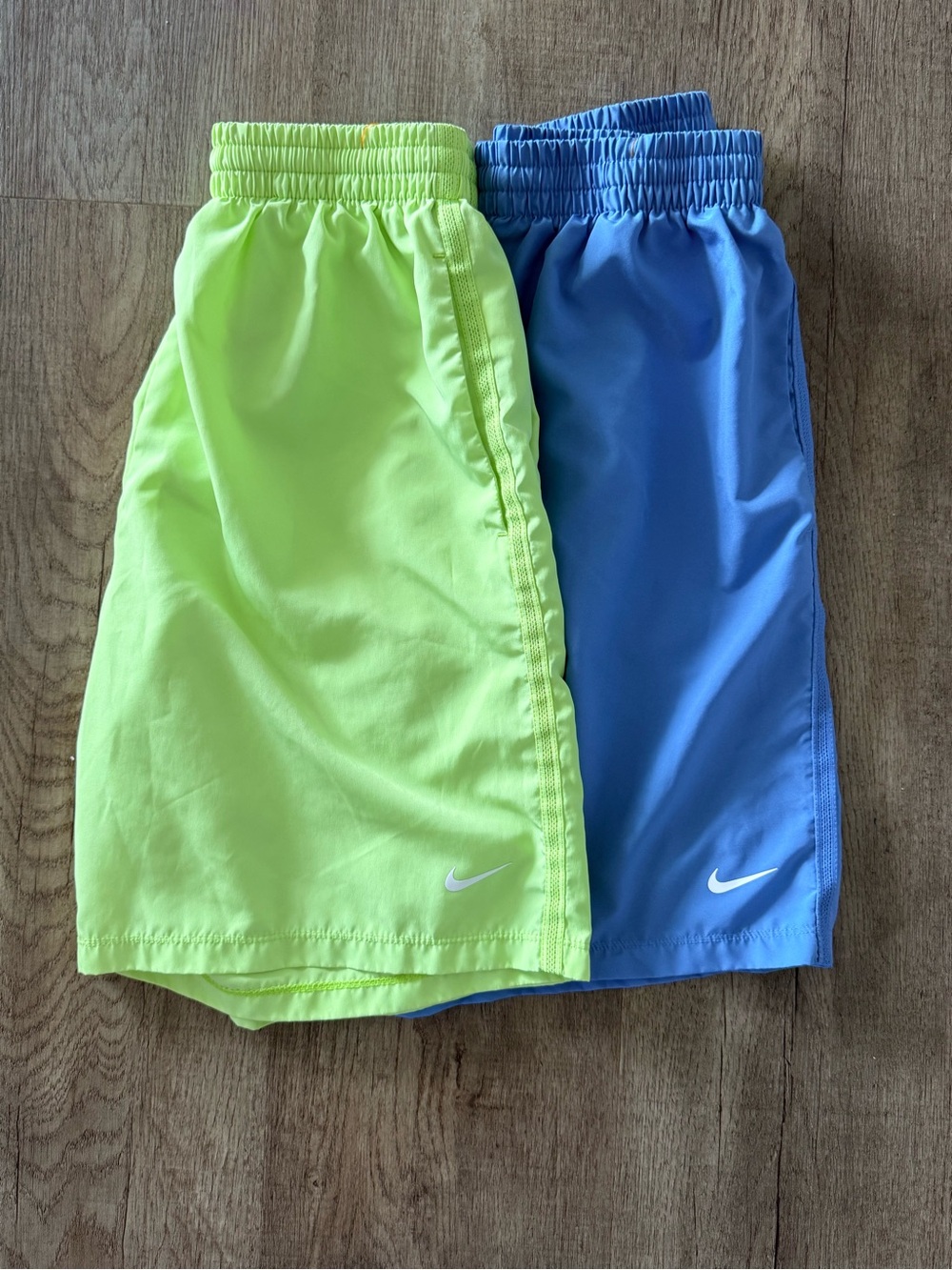 Set of Nike Boy's Neon Green and Blue Athletic Shorts - 2-Pack